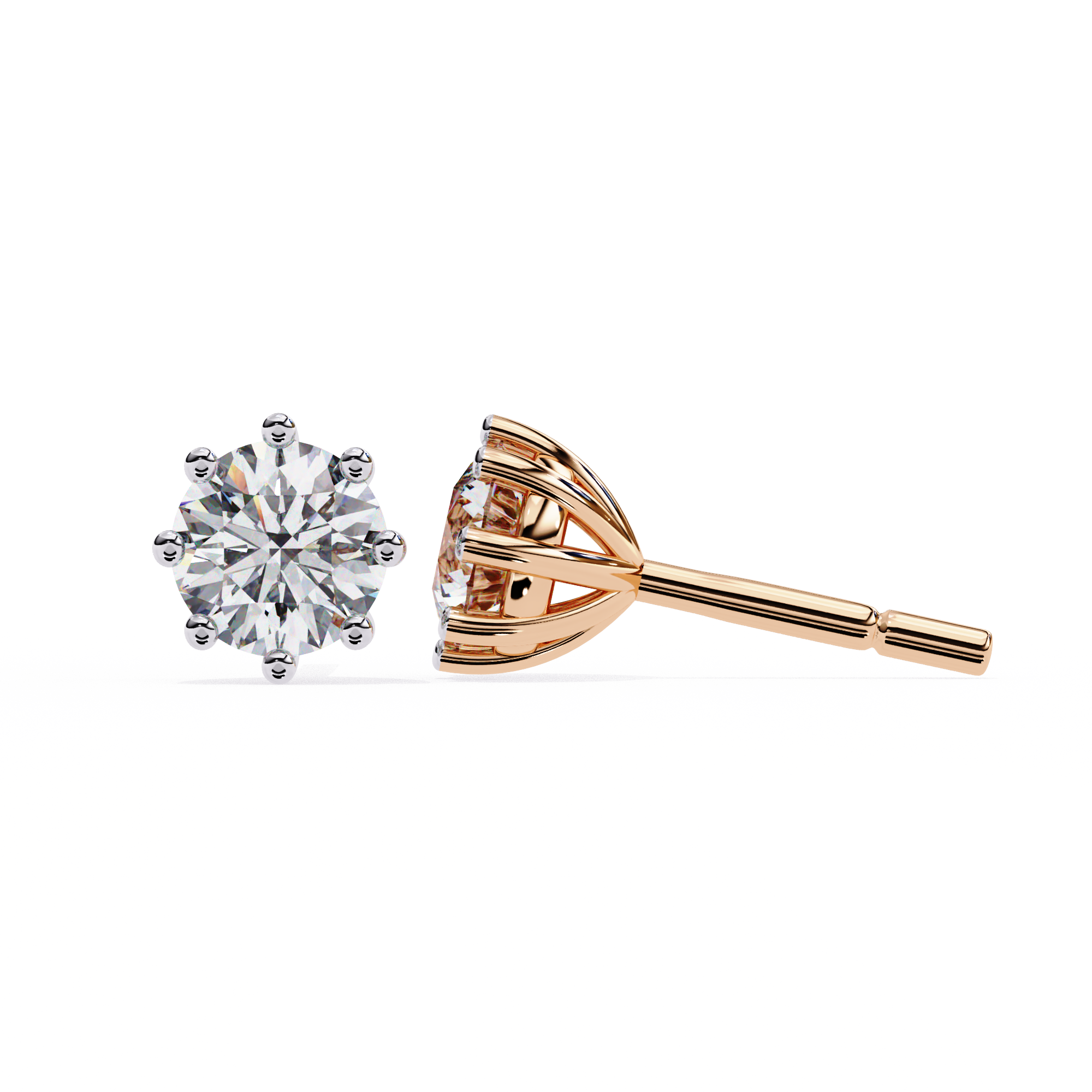 Solitairekart 2.57ct Round Cut Natural Diamond Stud Earrings-H Color, VS1 Clarity